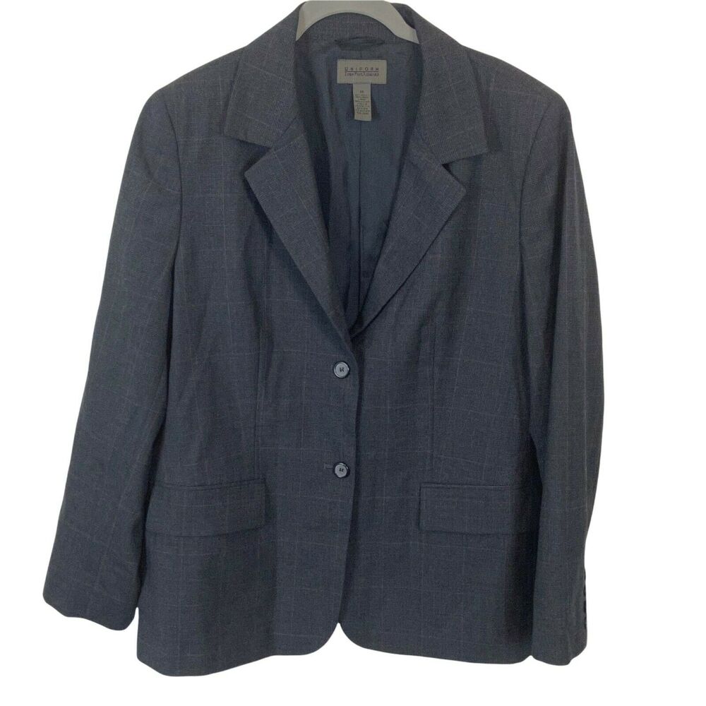 John Paul Richard Blazer Wool Classic Vintage Women Black Gray Red Plaid Size 16